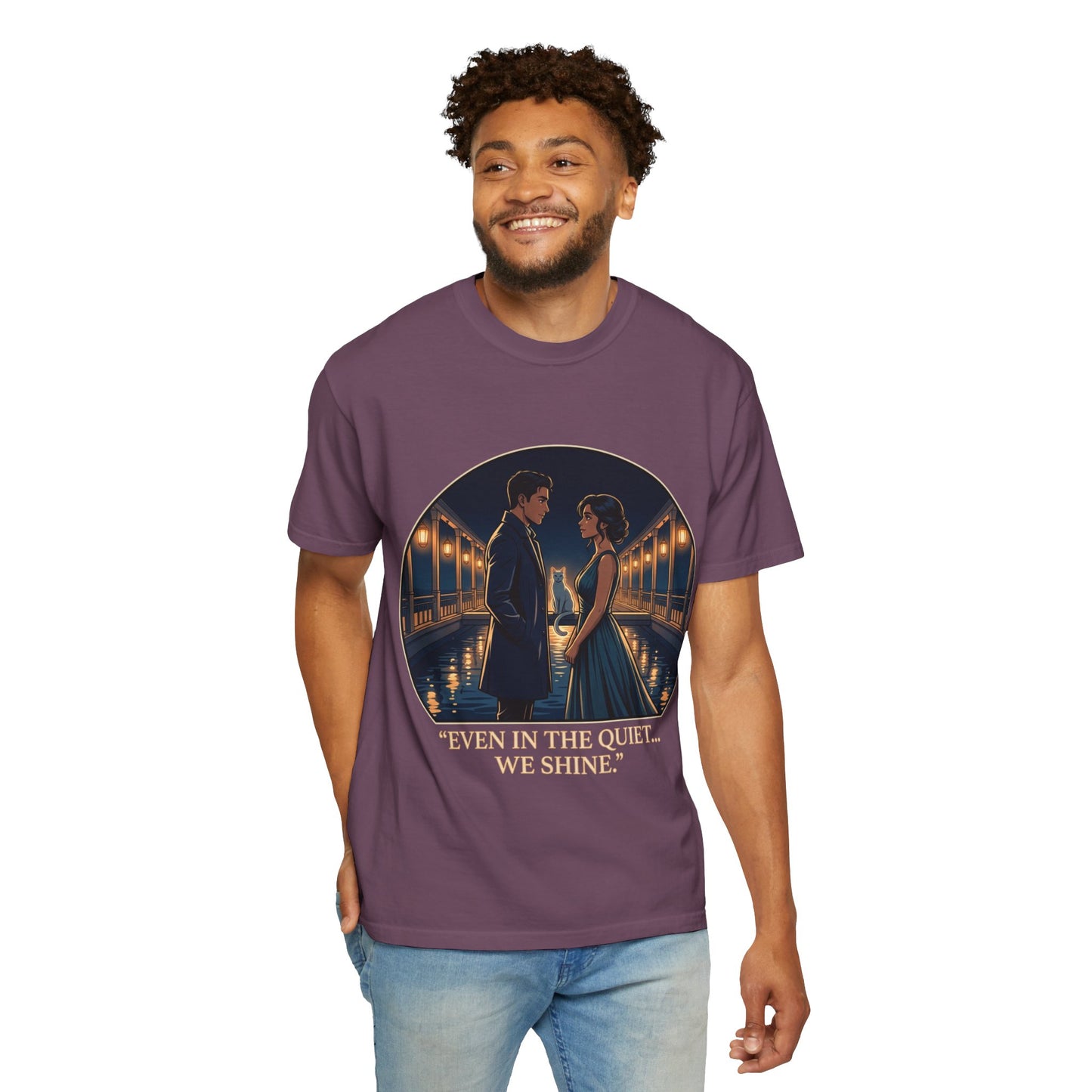 Romantic Night Stroll T-Shirt — "Even in the Quiet... We Shine" Graphic Tee