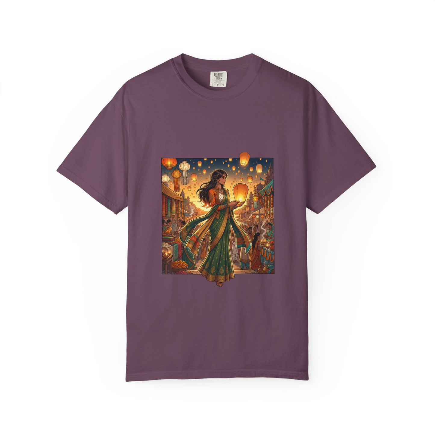Diwali Lantern Festival T-Shirt — Indian Dancer with Floating Sky Lanterns