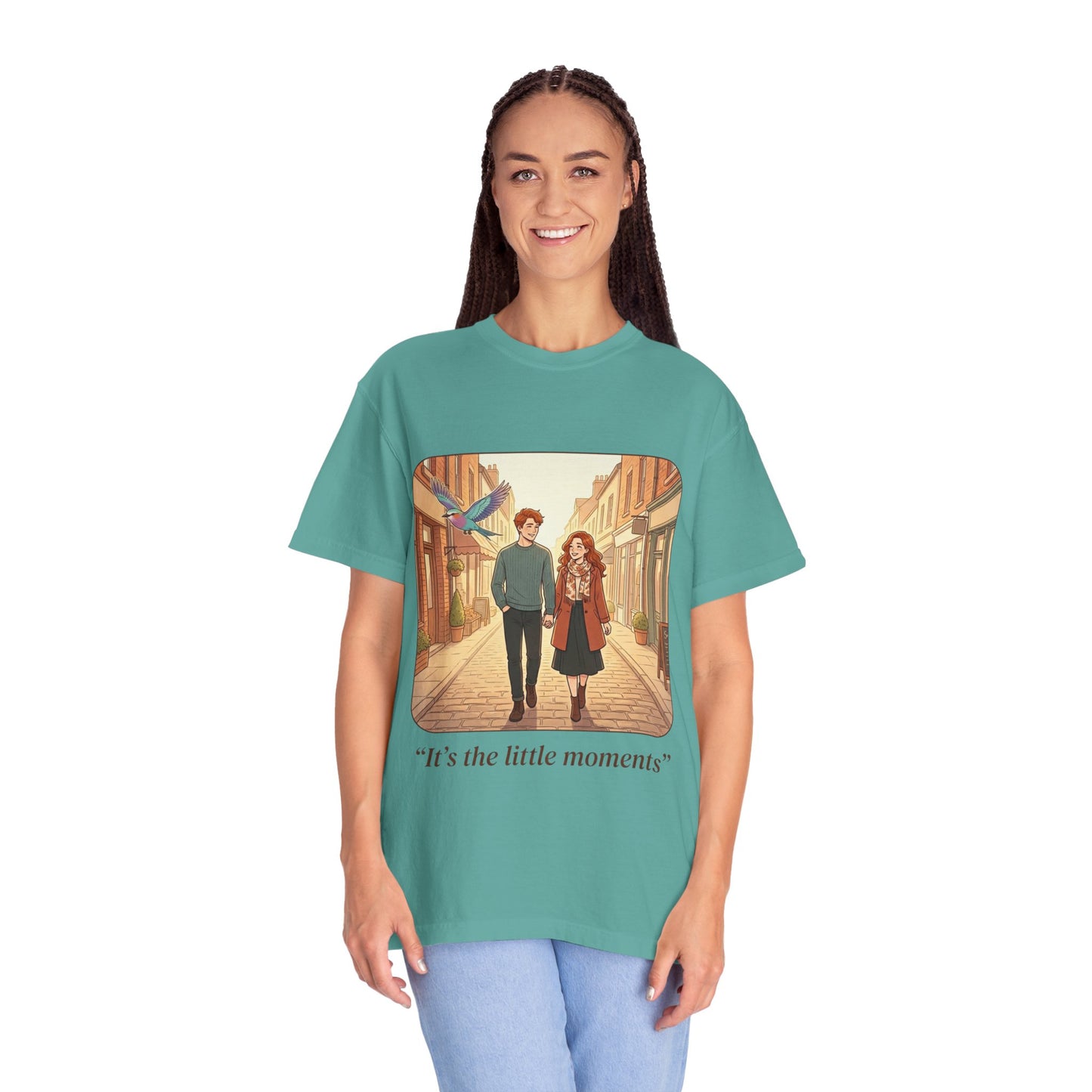 Romantic Stroll T-Shirt — “It’s the little moments” Couple Illustration Tee