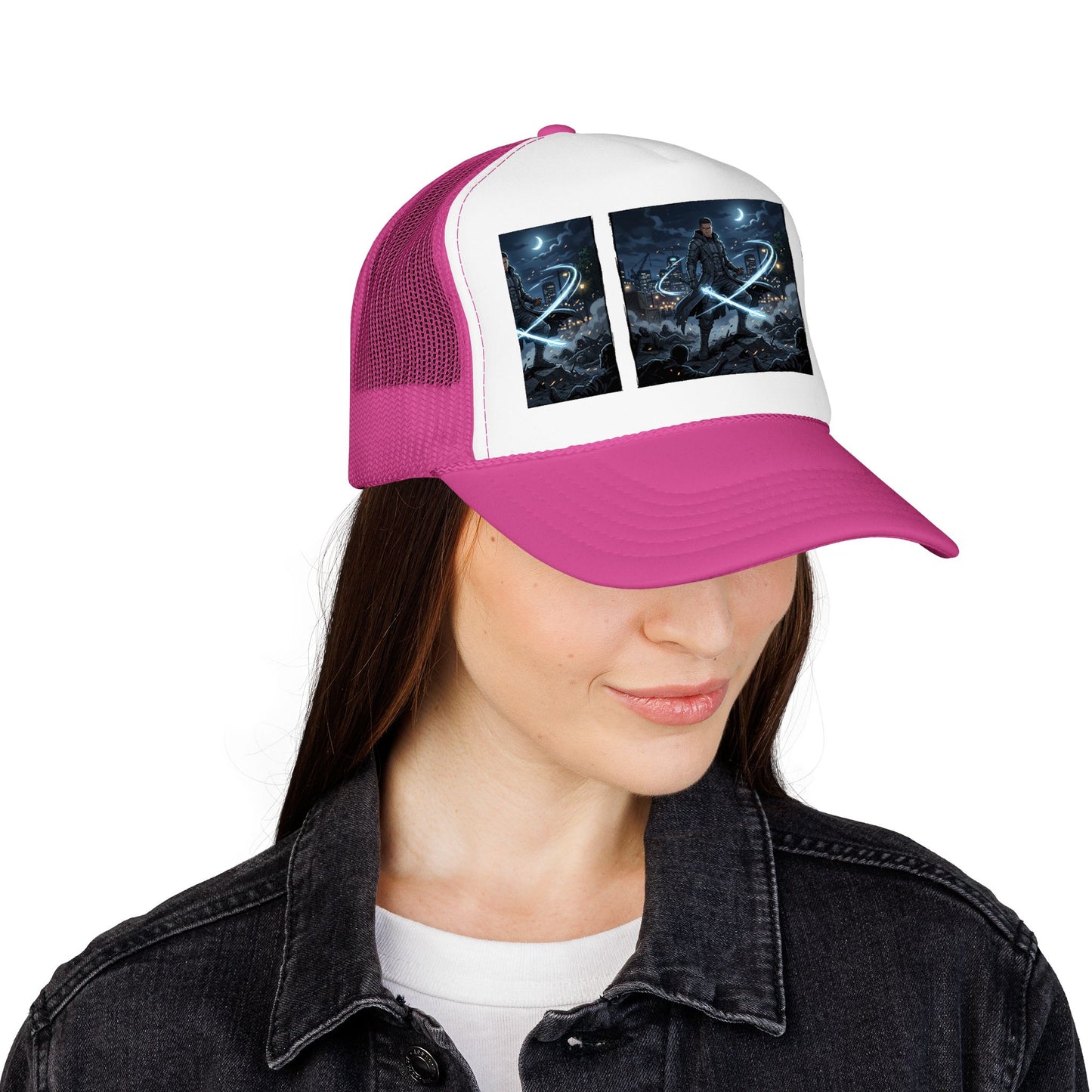 Trucker Hat — Neon Samurai Triptych Foam Trucker Cap