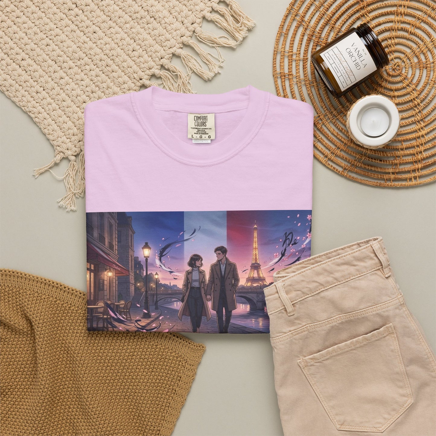 T-Shirt — Romantic City Night Stroll Illustration