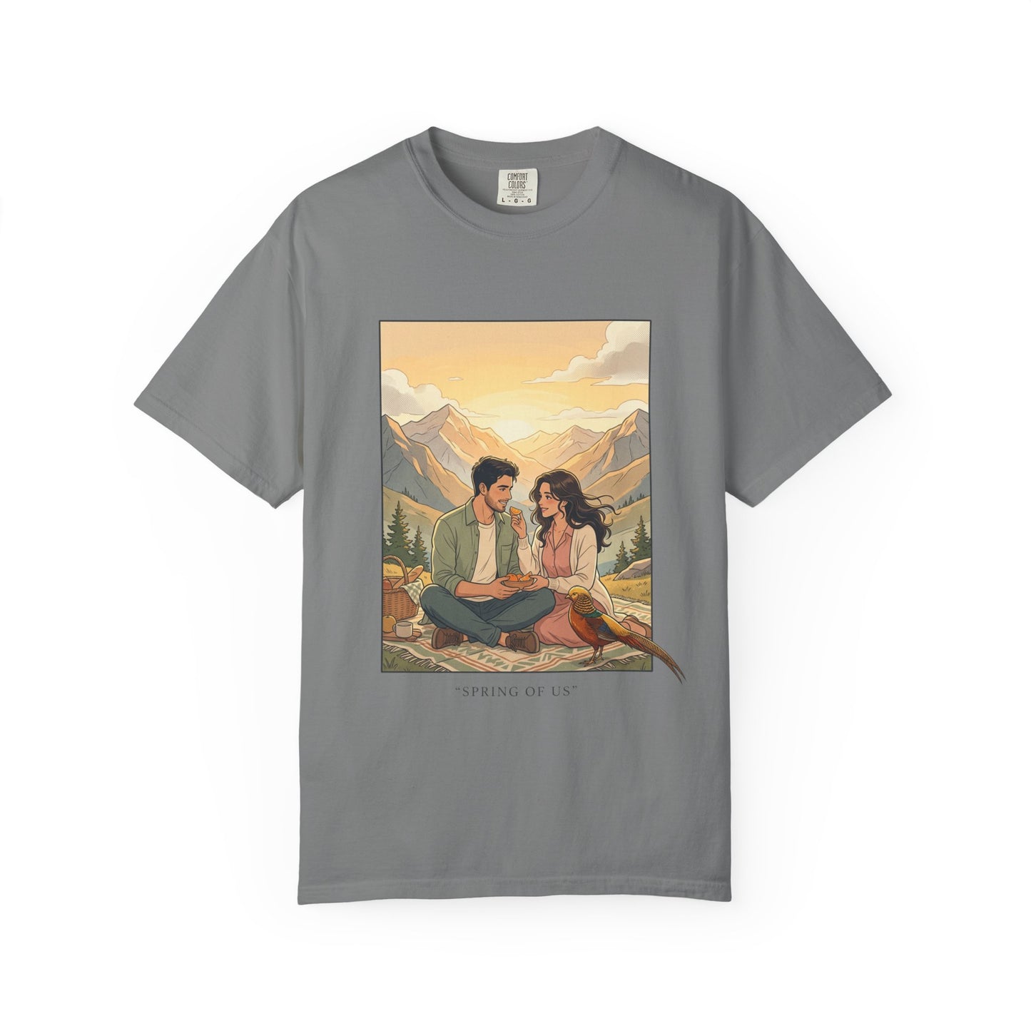 Couples Mountain Picnic T-Shirt — 'Opening Up' Scenic Graphic Tee