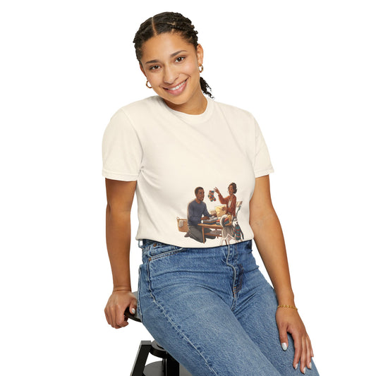 Picnic Cheers T-Shirt — Vintage Couple & Dog Illustration Tee