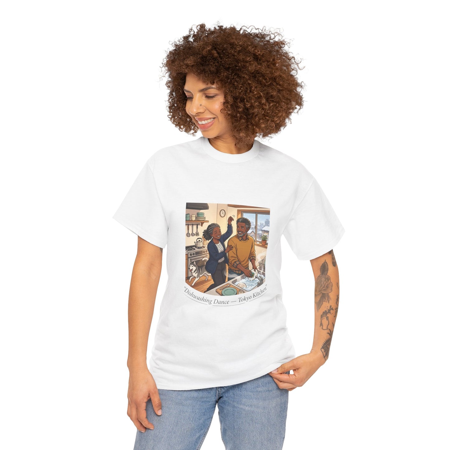 Dishwashing Dance Tee — Couple Kitchen Graphic T-Shirt