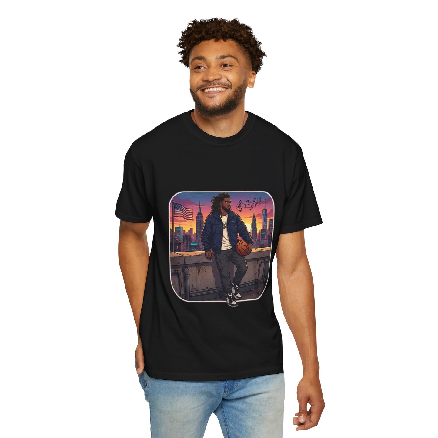 City Sunset Basketball Player T-Shirt — Urban Hoop Lifestyle Tee