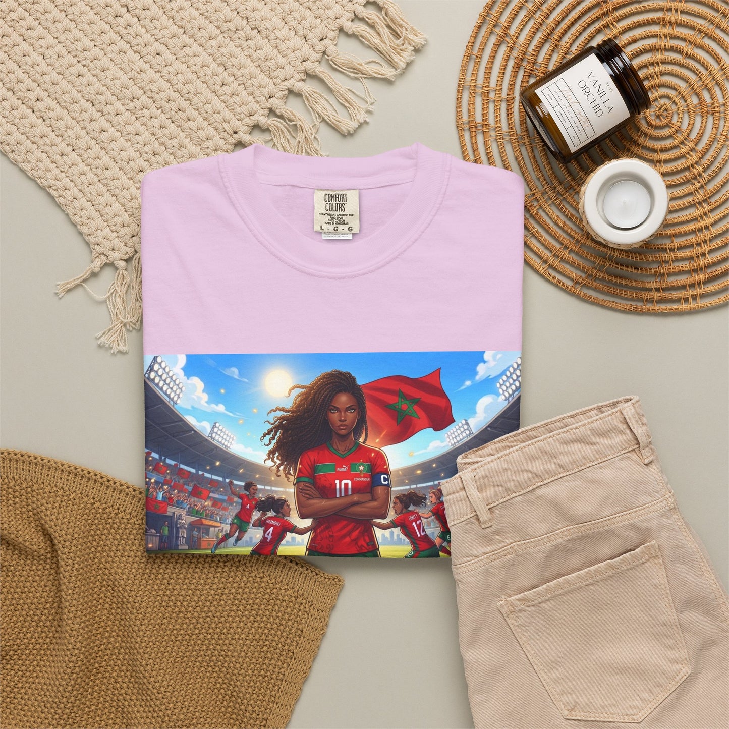 Morocco Soccer Champion Graphic T-Shirt — Inspiring Women’s Football Stadium Design