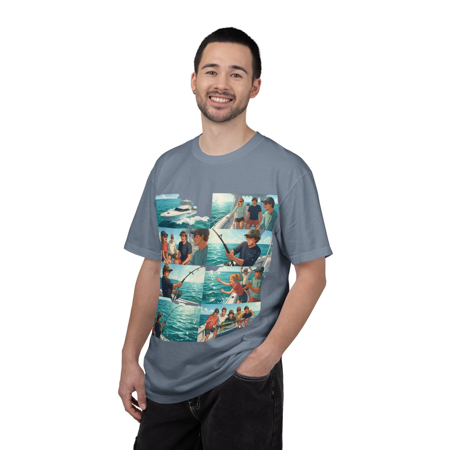 Deep Sea Energy (Friends Fishing Edition) Fishing Trip Photo Collage T-Shirt