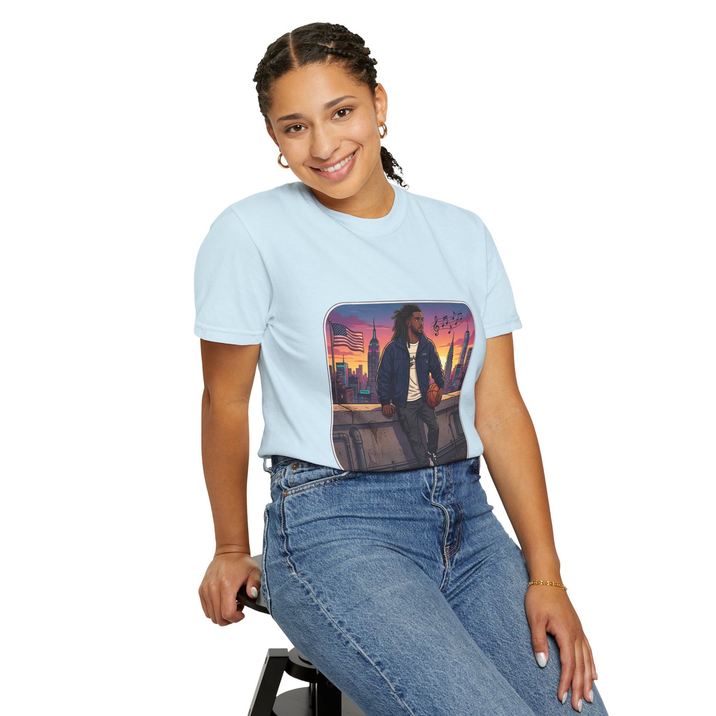 City Sunset Basketball Player T-Shirt — Urban Hoop Lifestyle Tee