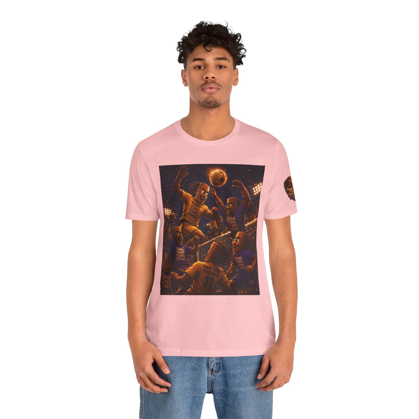 Tung Tung Tung Sahur Header Goal Soccer Action Graphic Tee — Team Court Night Design
