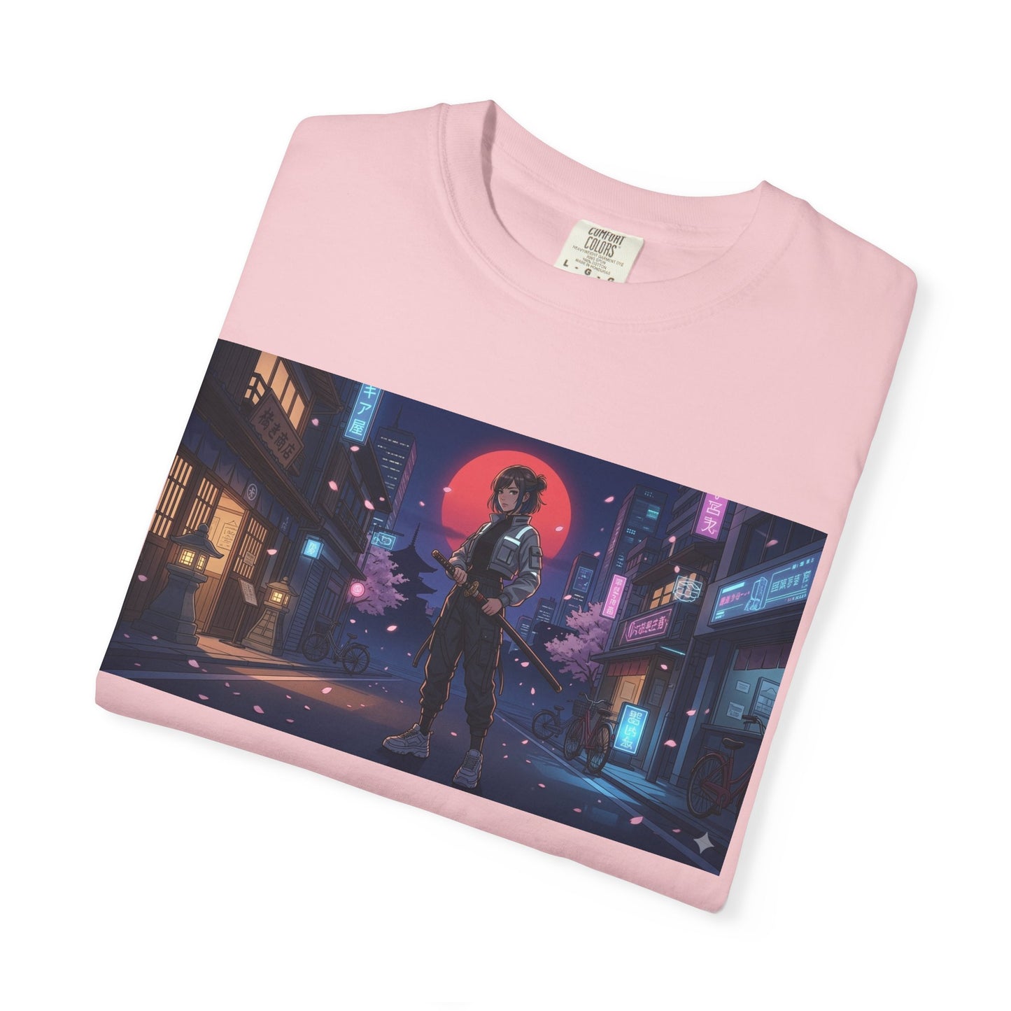 Cyberpunk Samurai T-Shirt — Neon Night Street Art Tee
