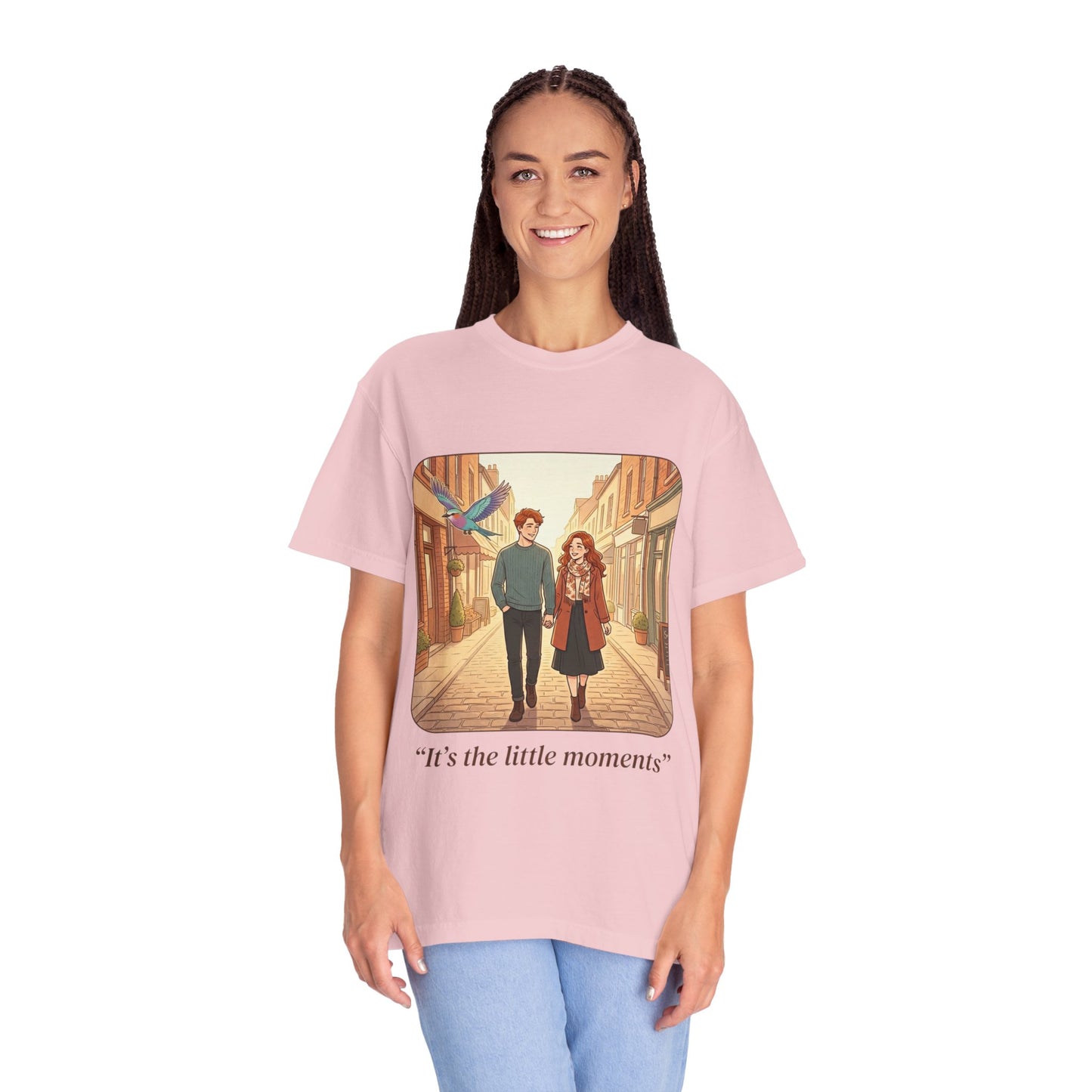 Romantic Stroll T-Shirt — “It’s the little moments” Couple Illustration Tee
