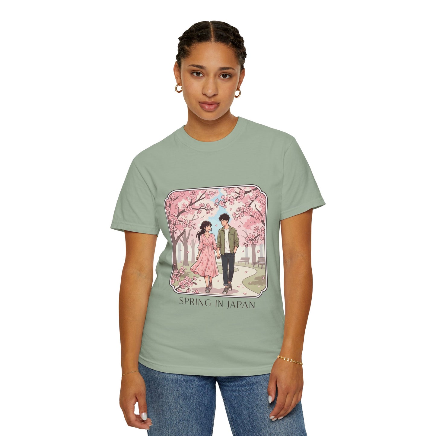 Spring in Japan T-Shirt — Cherry Blossom Couple Graphic Tee