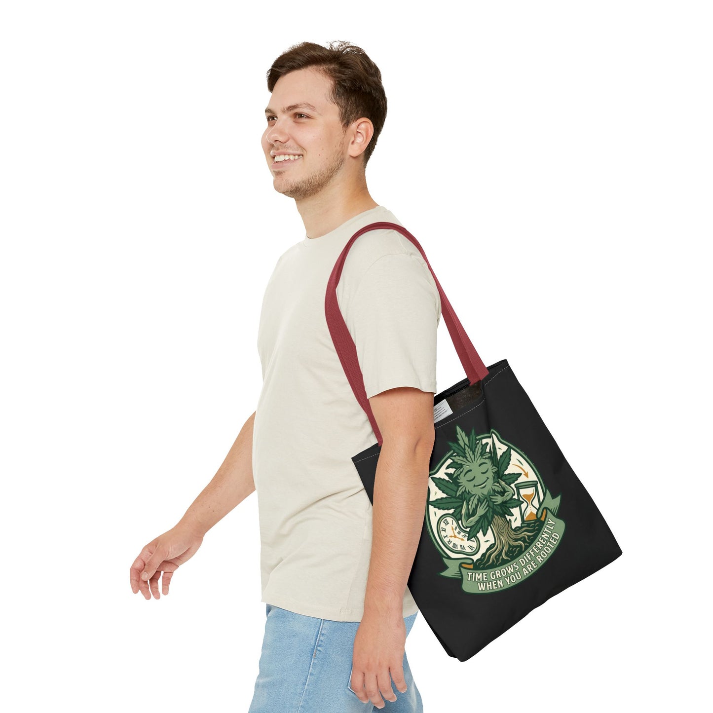 Rooted Tree Spirit Tote Bag — “Time Grows Different When You Are Rooted” Eco Tote