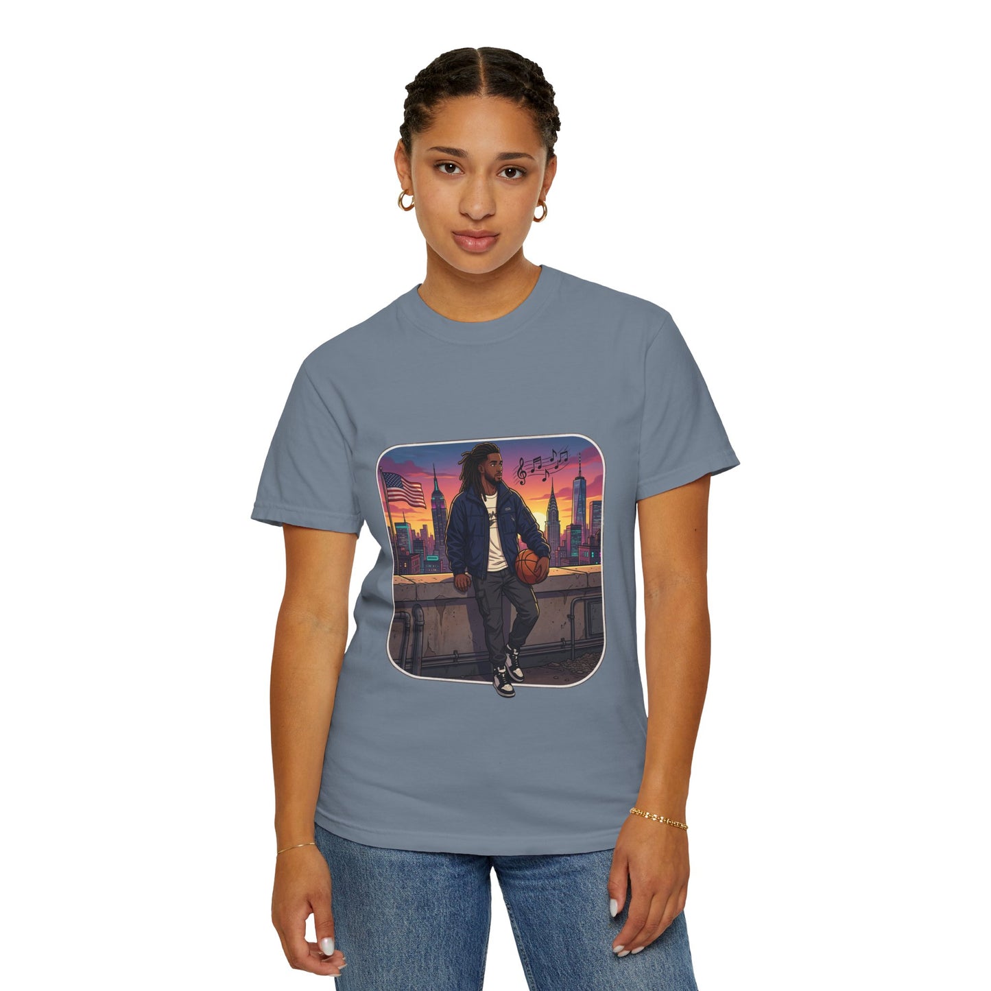 City Sunset Basketball Player T-Shirt — Urban Hoop Lifestyle Tee