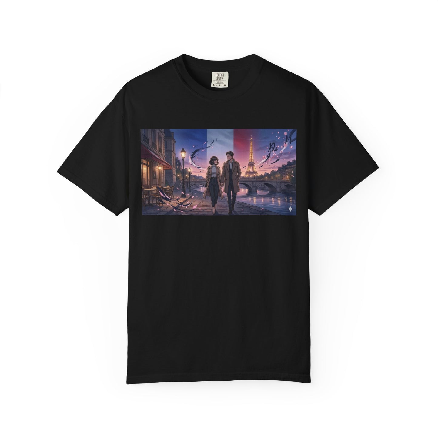 T-Shirt — Romantic City Night Stroll Illustration