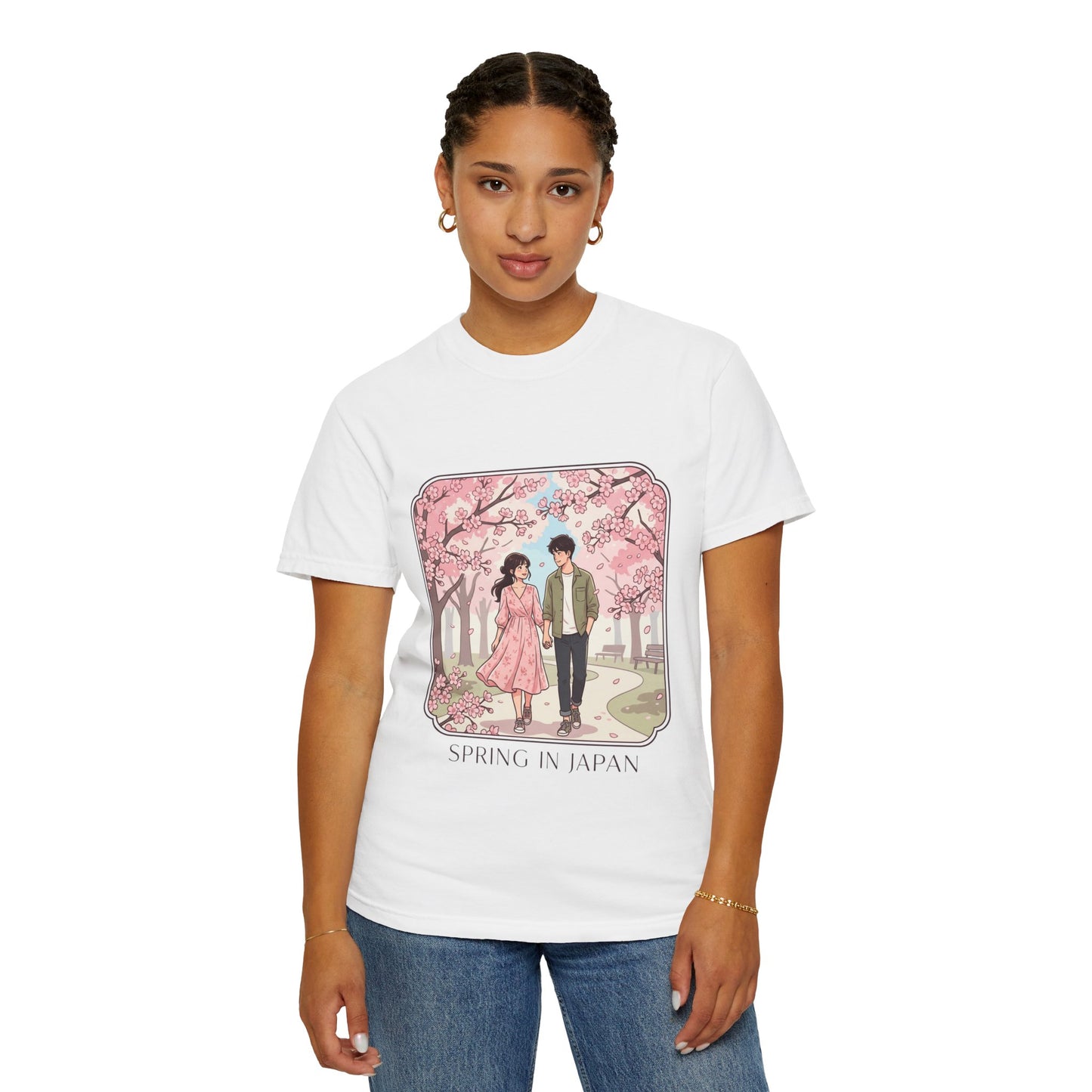Spring in Japan T-Shirt — Cherry Blossom Couple Graphic Tee