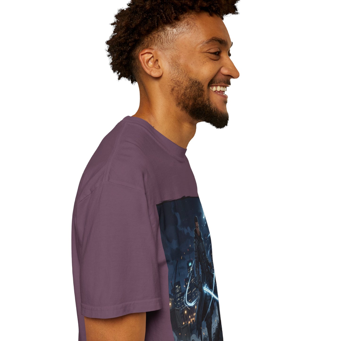 Urban Night Warrior T-Shirt — Neon Samurai Cityscape