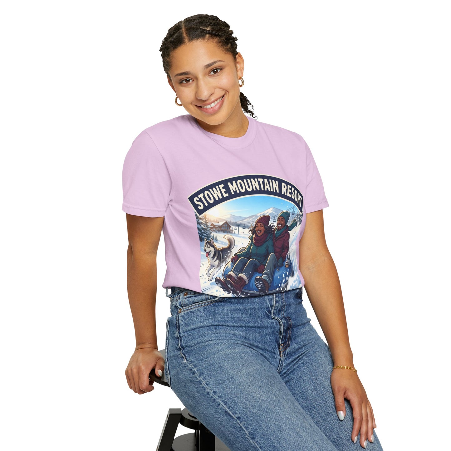 Stowe Mountain Resort Snow Tubing T-Shirt — "Vermont Joy" Winter Apparel