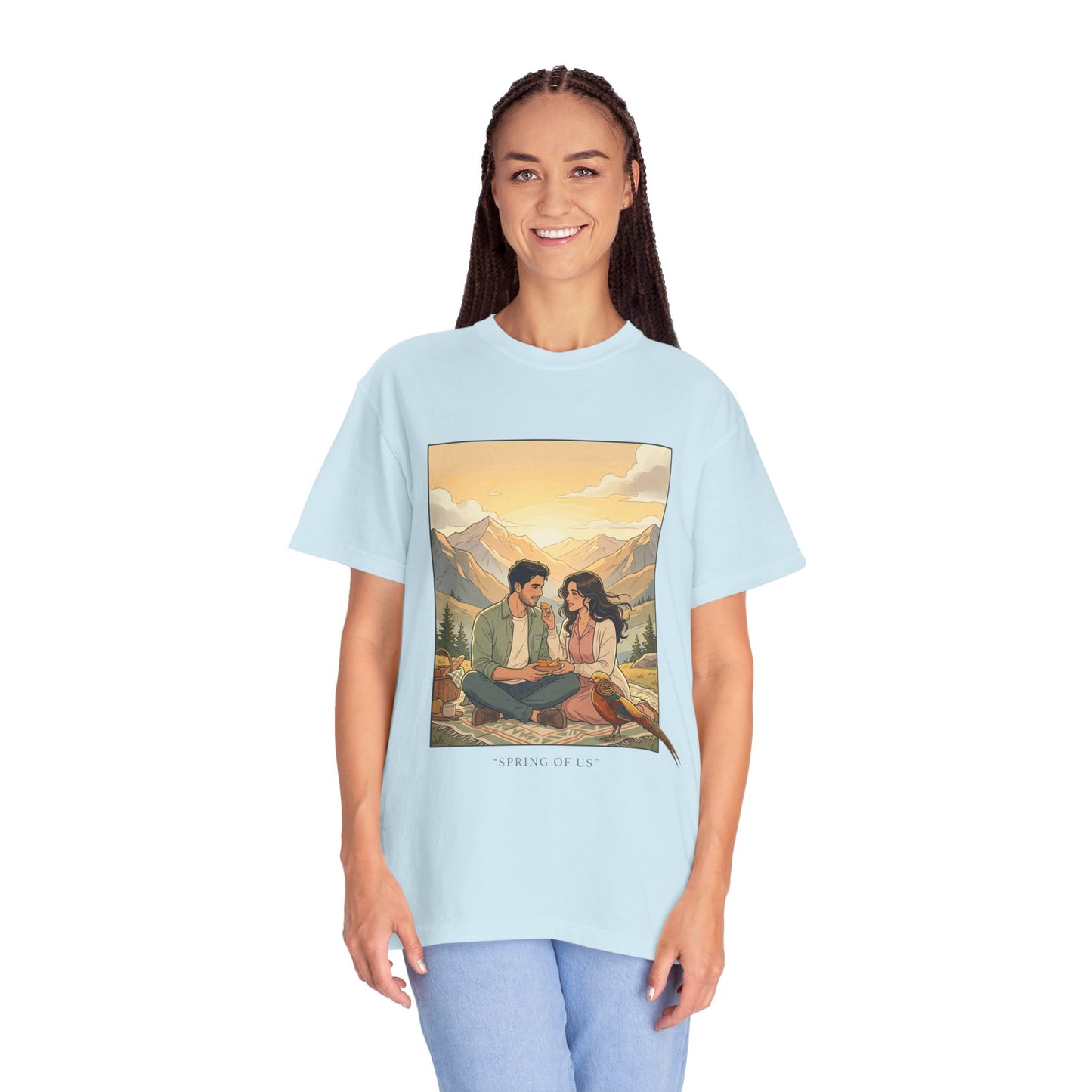 Couples Mountain Picnic T-Shirt — 'Opening Up' Scenic Graphic Tee