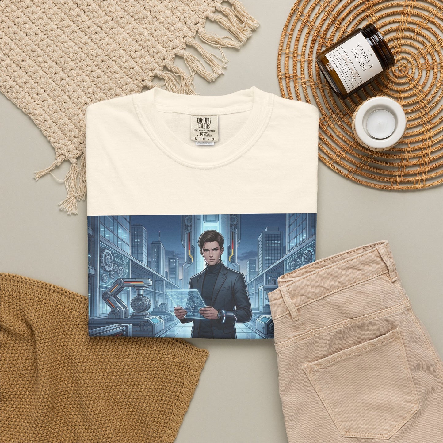 Cyberpunk Detective T-Shirt — Futuristic Noir Cityscape Graphic Tee