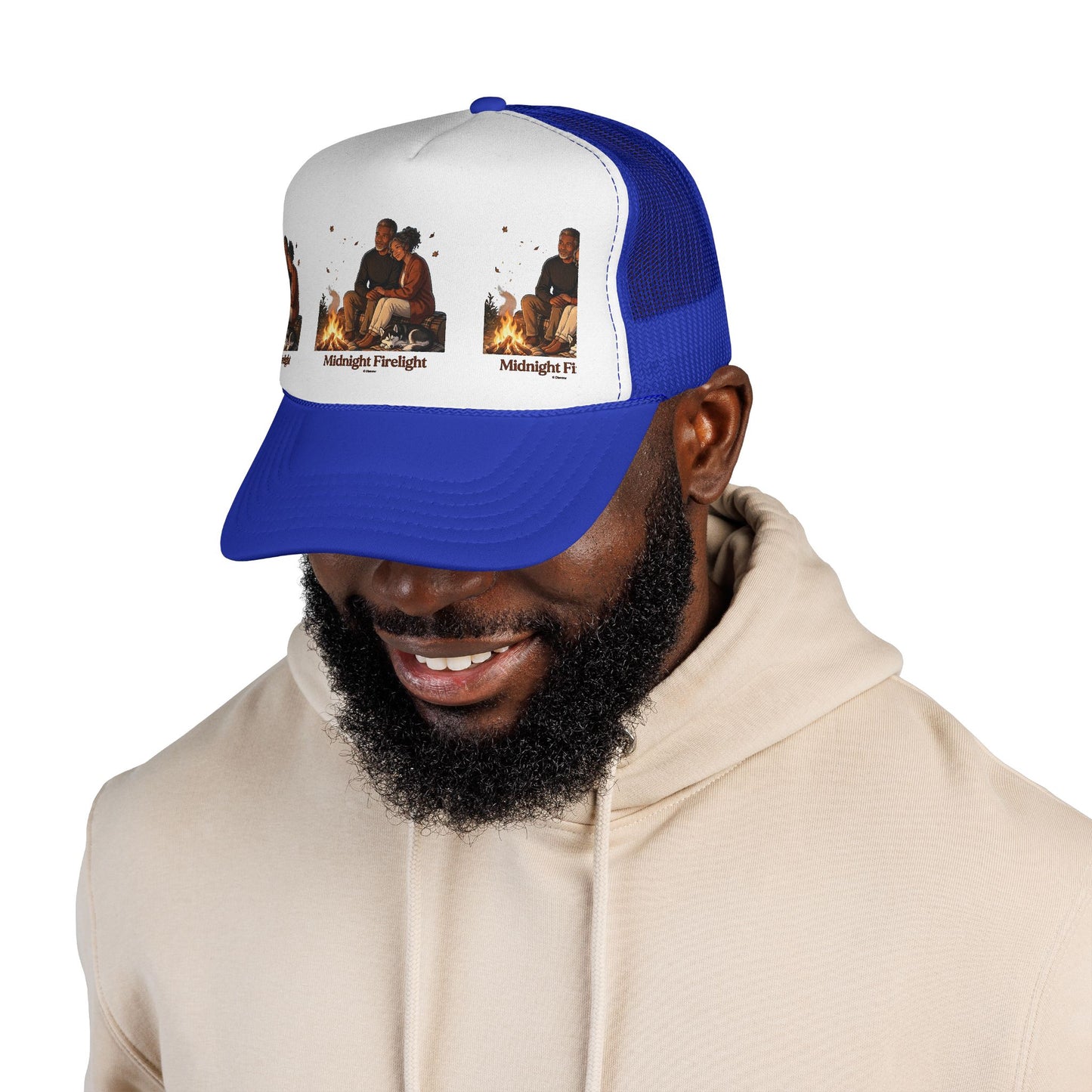 Trucker Cap — 'Midnight Firelight' Campfire Graphic Hat