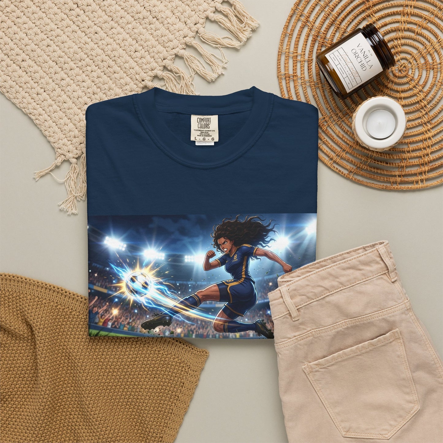 Soccer Kick Graphic T-Shirt — Energetic Stadium Football Design