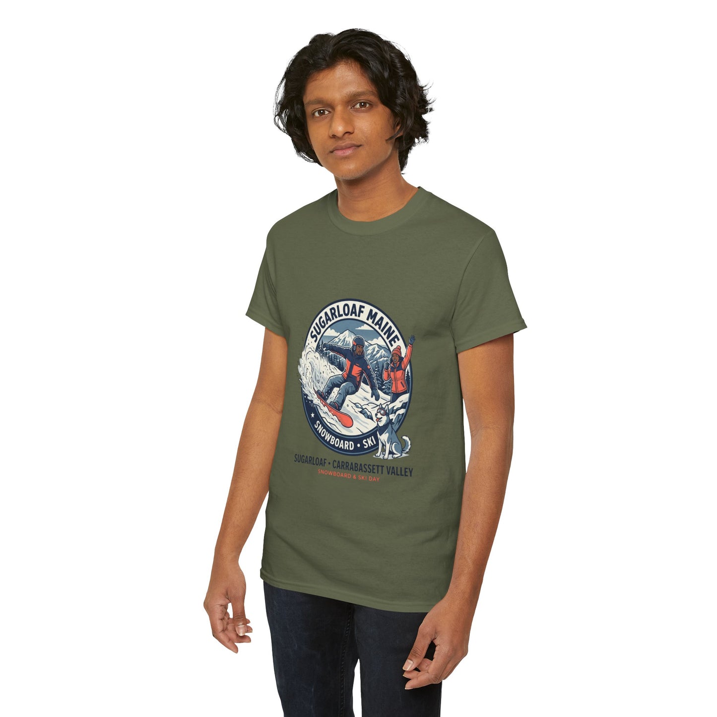Sugarloaf Maine Snowboard & Ski T‑Shirt — Sugarloaf‑Carrabassett Valley Retro Graphic Tee