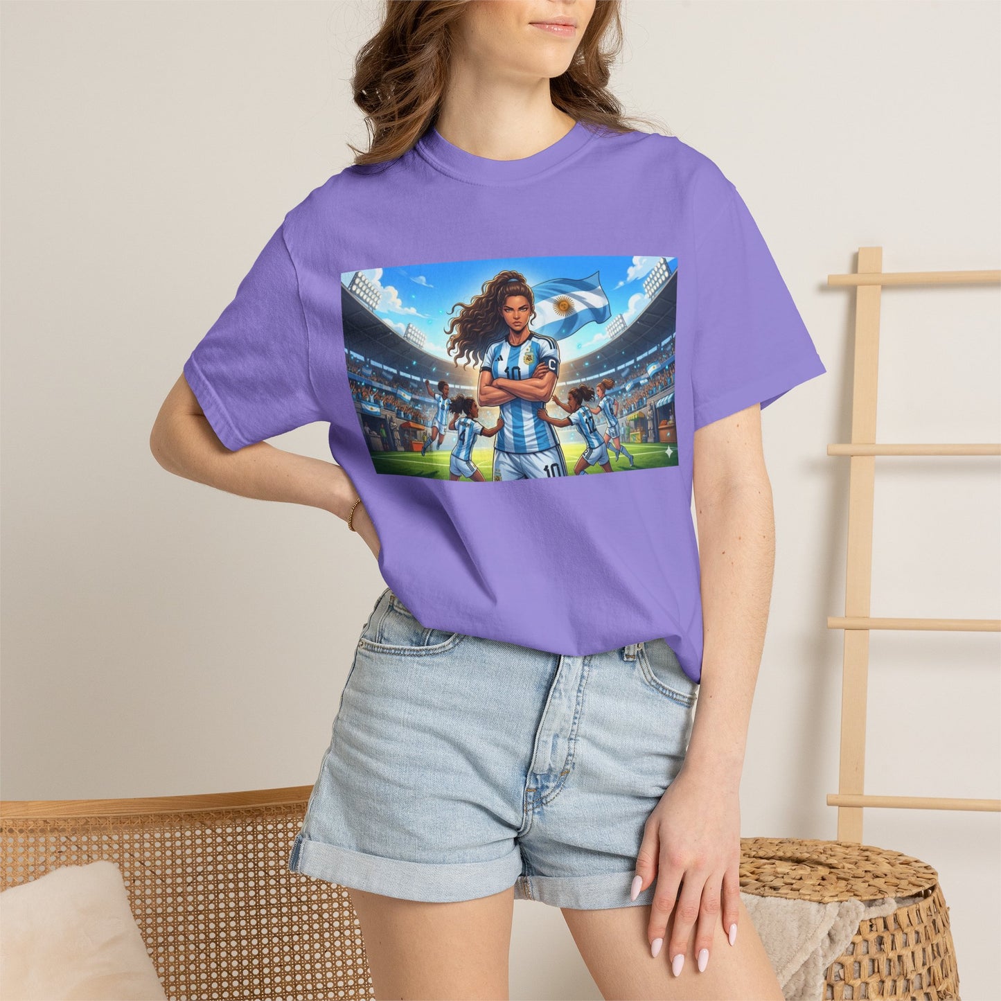 Argentina Soccer Heroine Stadium T-Shirt – Female Soccer Player Graphic Tee