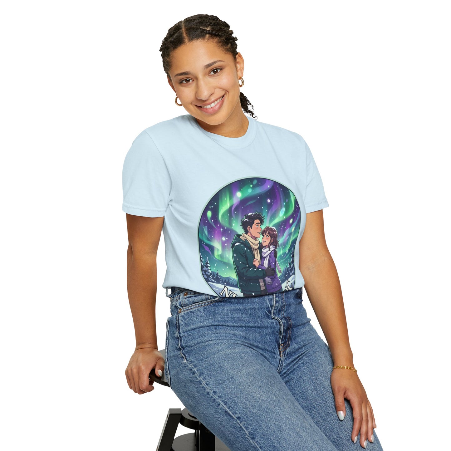 Night Magic T-Shirt — Northern Lights Couple Illustration