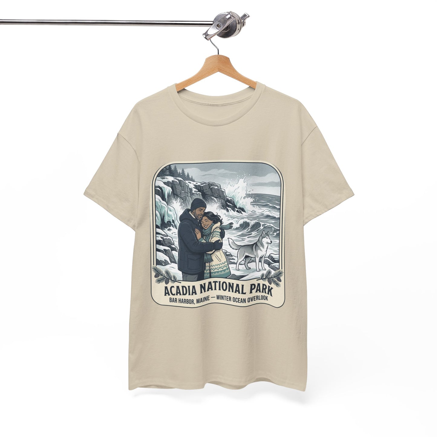 Acadia National Park Tee — Coastal Winter Couple Graphic