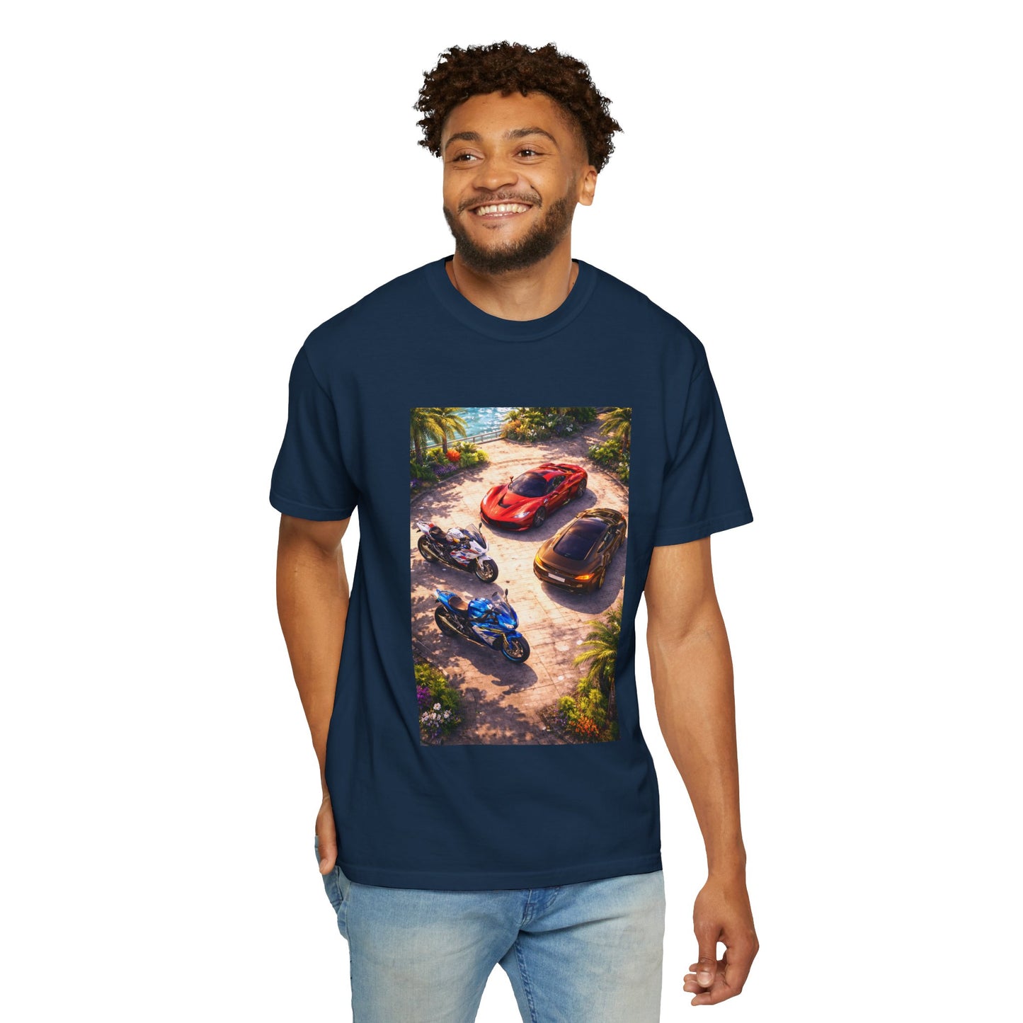 MULTI-VEHICLE - T-Shirt — Tropical Sports Cars & Motorbikes Print