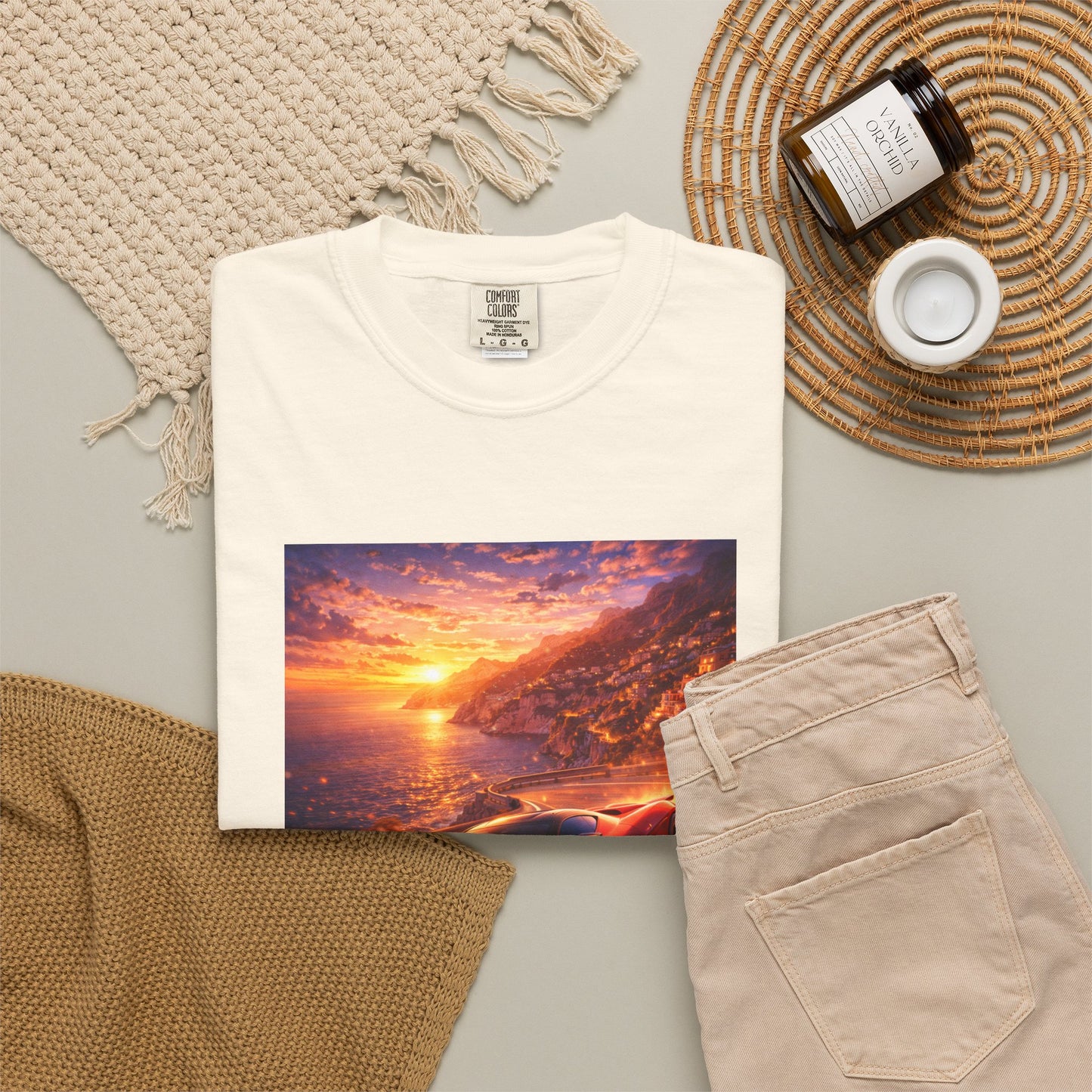 Ferrari F80- Amalfi Coast, Italy - T‑Shirt — Red Sports Car Print