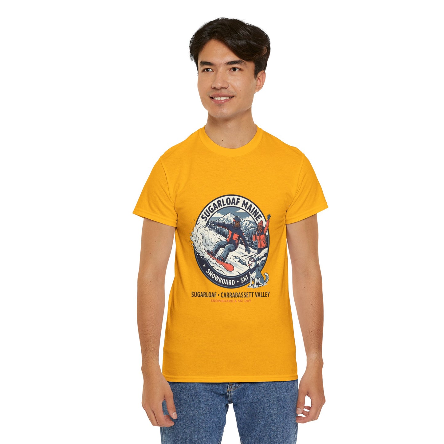 Sugarloaf Maine Snowboard & Ski T‑Shirt — Sugarloaf‑Carrabassett Valley Retro Graphic Tee
