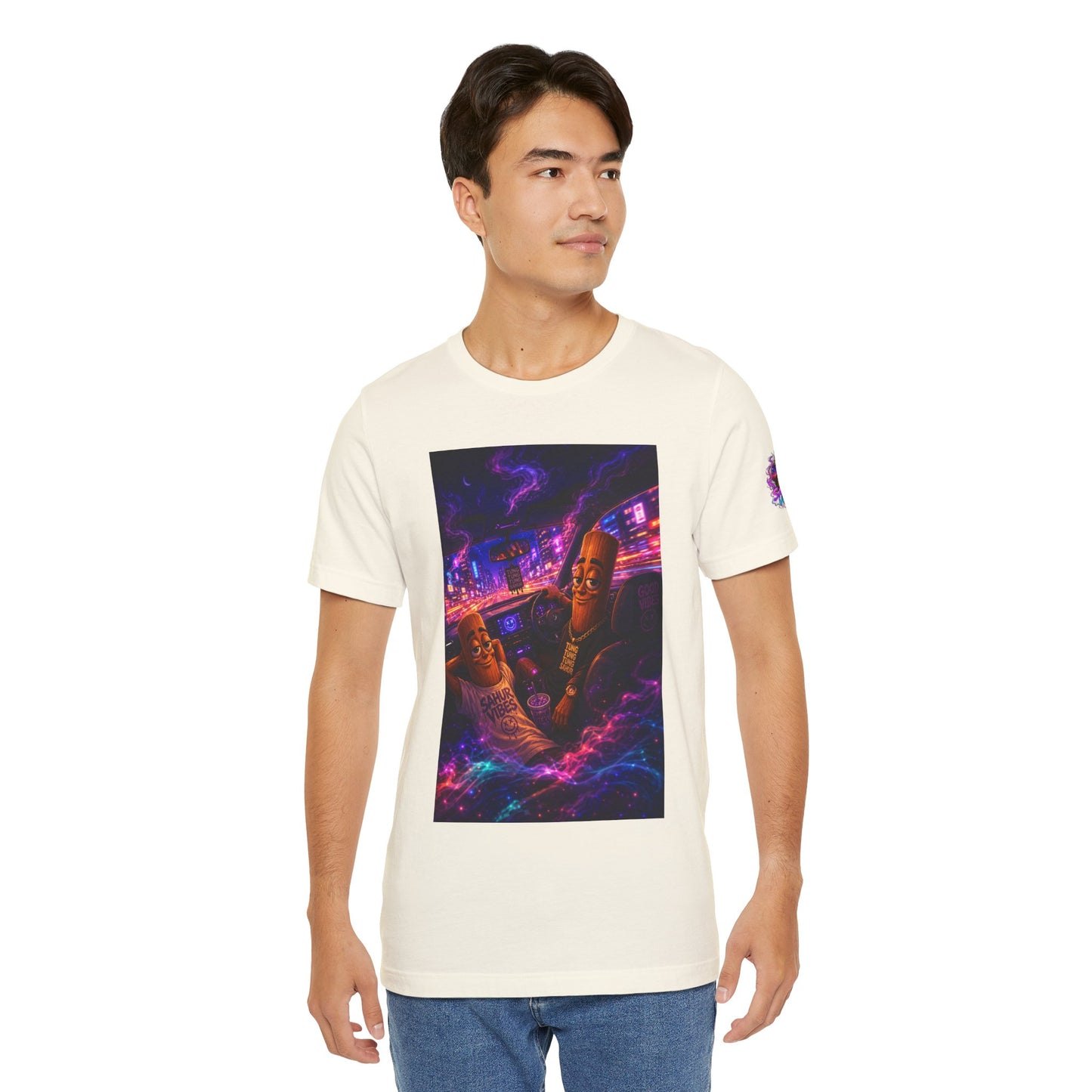 Tung Tung Tung Sahur Who Ride Like Us T-Shirt — Night Cruise Vaporwave Graphic Tee