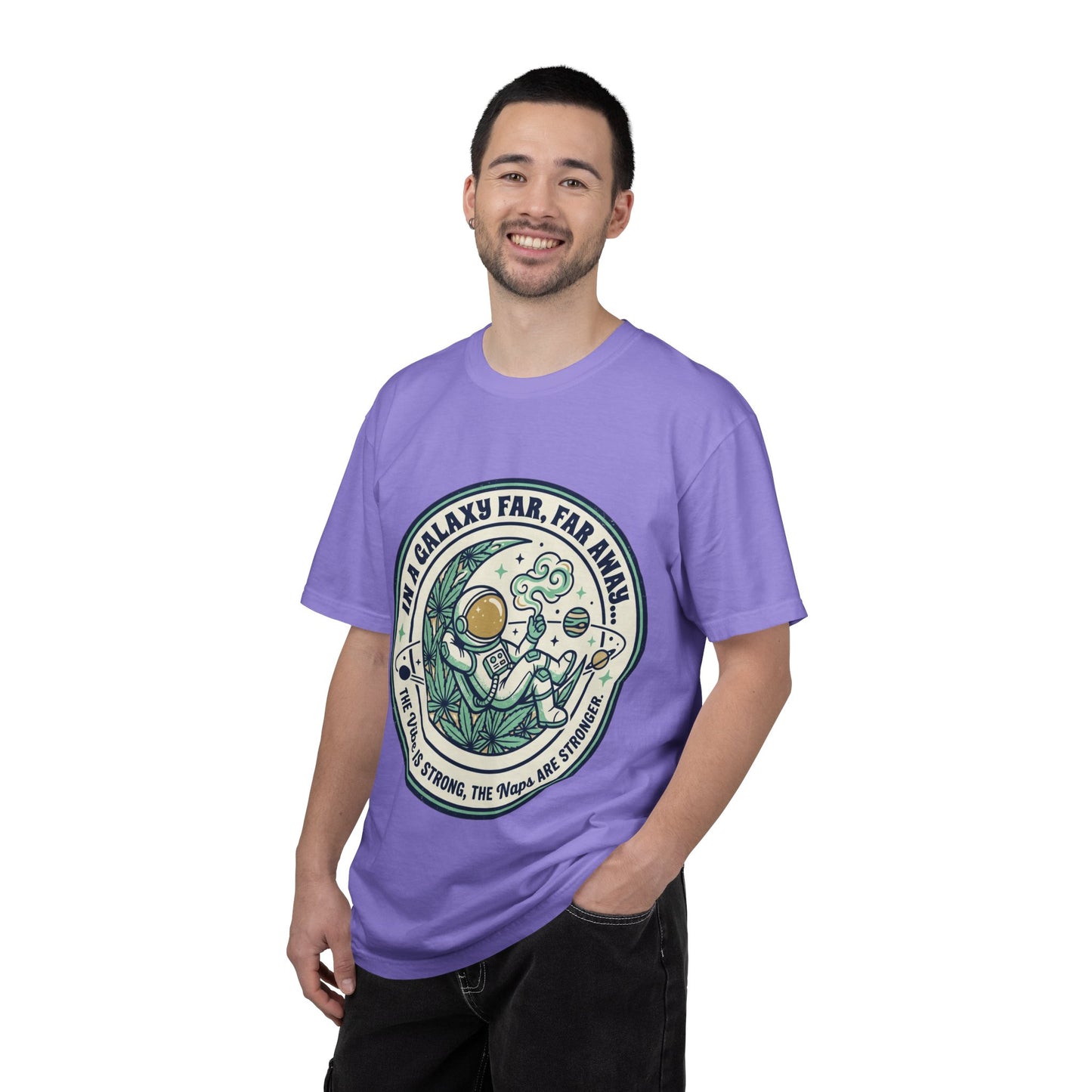 T-Shirt — "In a Galaxy Far, Far Away" Retro Space Nap Graphic Tee