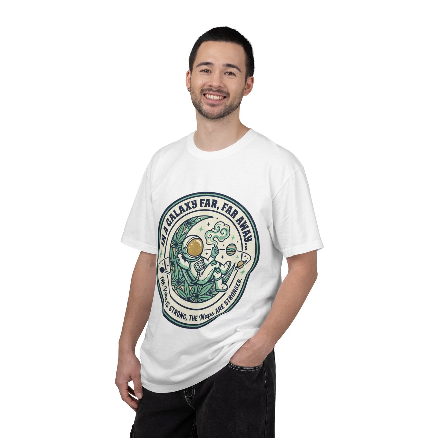 T-Shirt — "In a Galaxy Far, Far Away" Retro Space Nap Graphic Tee