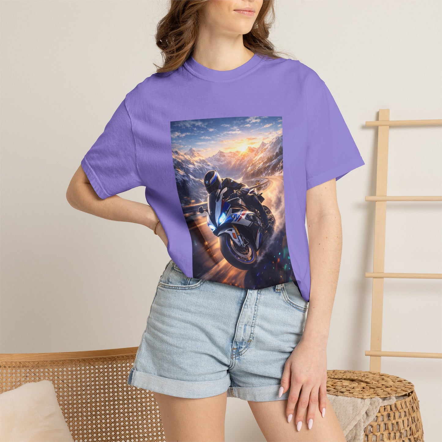 BMW S1000RR ALPINE GHOST RIDE - T‑Shirt — Sportbike Skyline Graphic Tee
