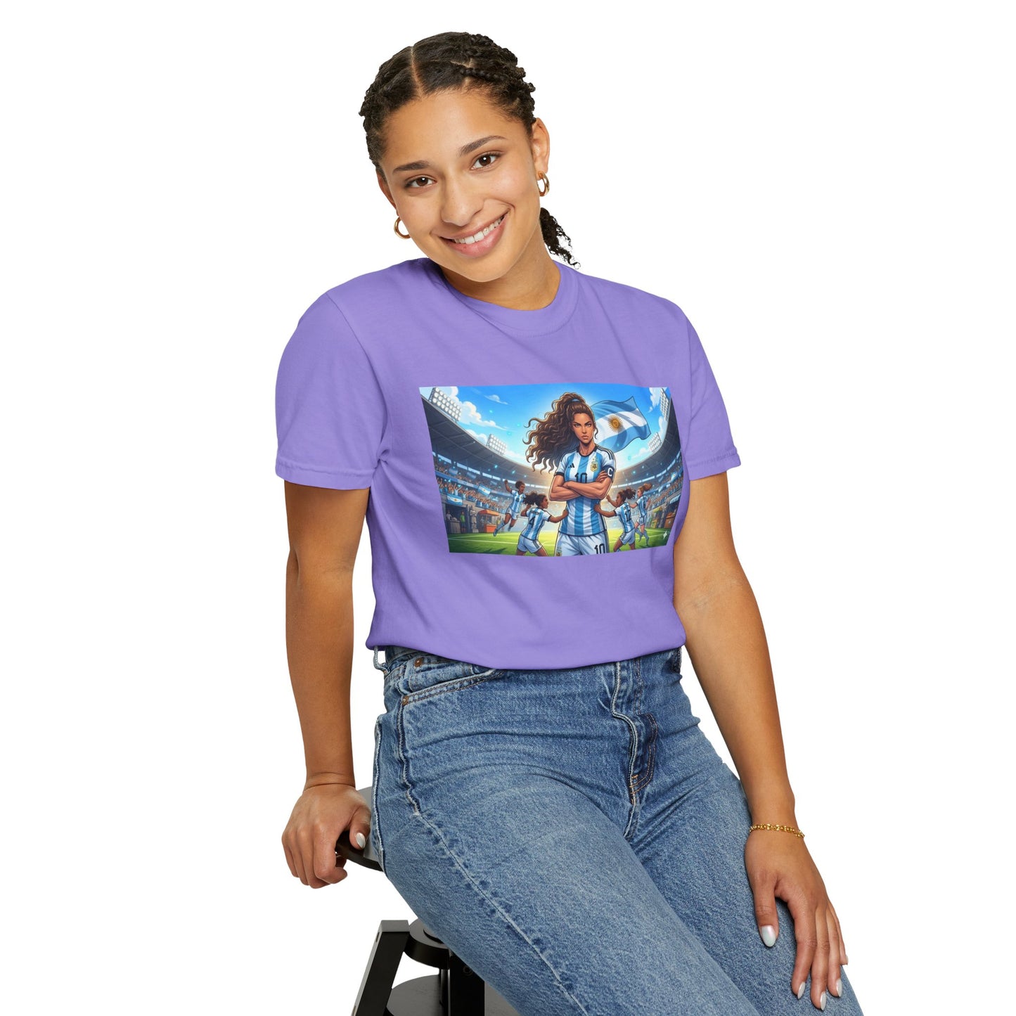Argentina Soccer Heroine Stadium T-Shirt – Female Soccer Player Graphic Tee