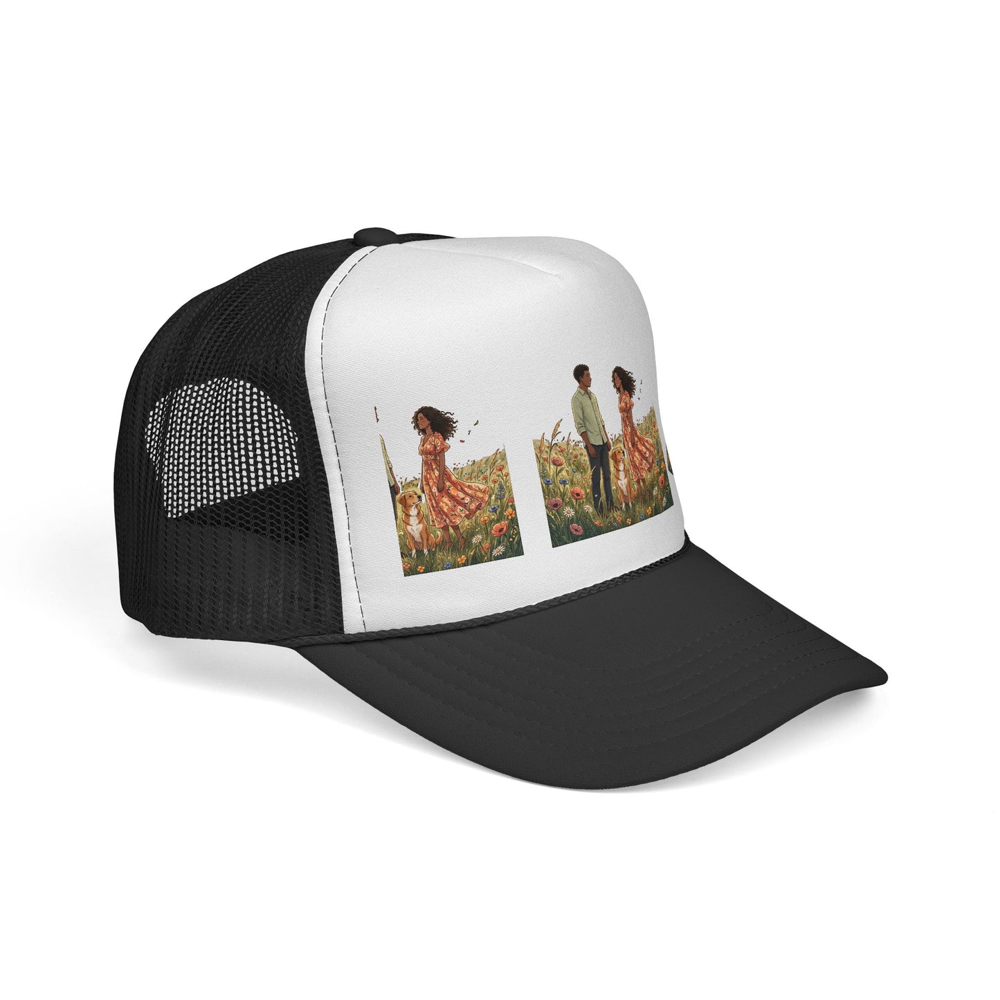 Trucker Cap — Boho Couple Meadow Illustration Hat