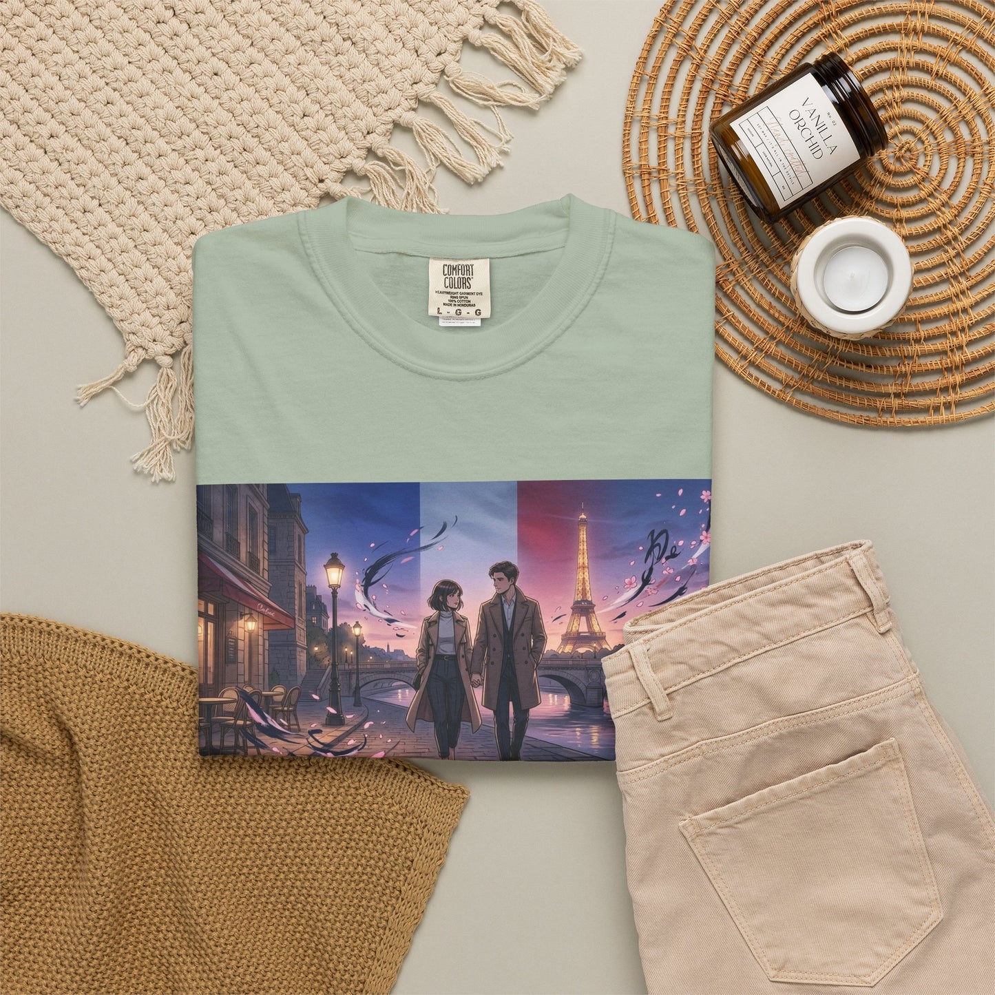 T-Shirt — Romantic City Night Stroll Illustration
