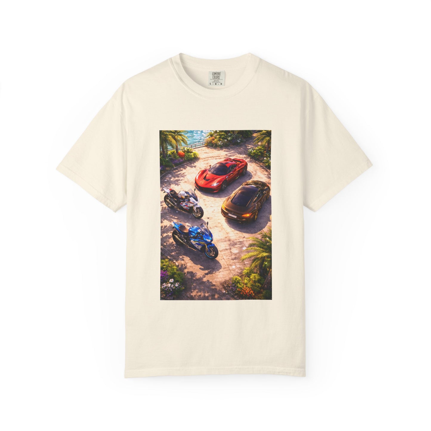 MULTI-VEHICLE - T-Shirt — Tropical Sports Cars & Motorbikes Print