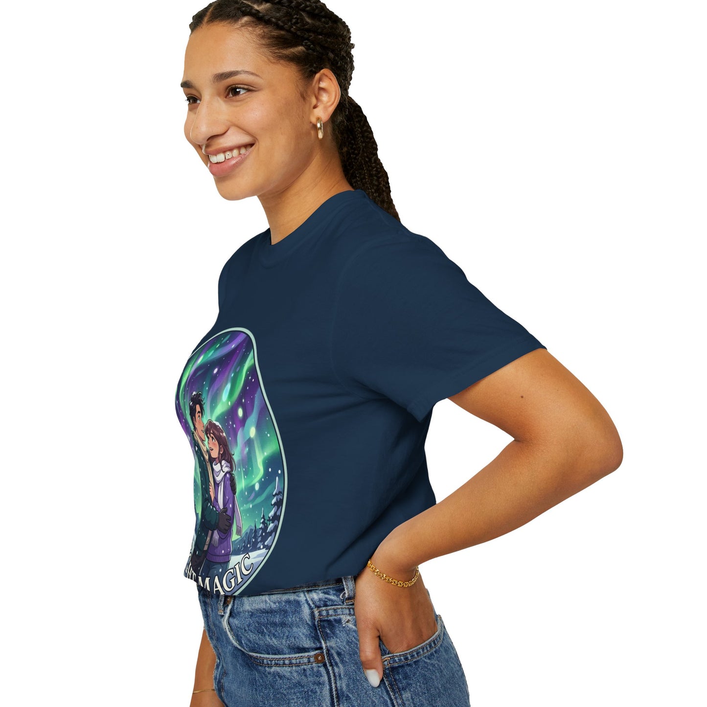 Night Magic T-Shirt — Northern Lights Couple Illustration