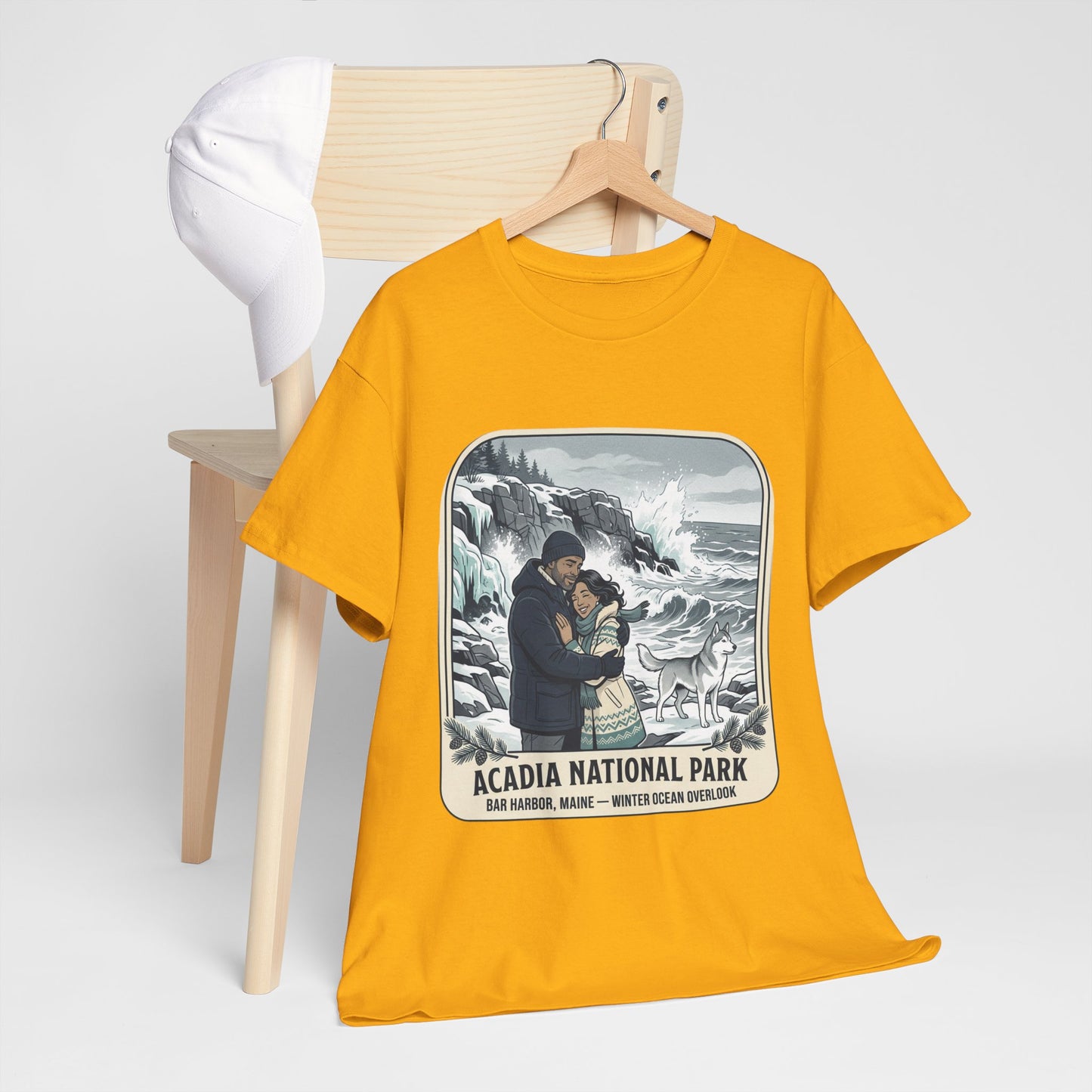 Acadia National Park Tee — Coastal Winter Couple Graphic