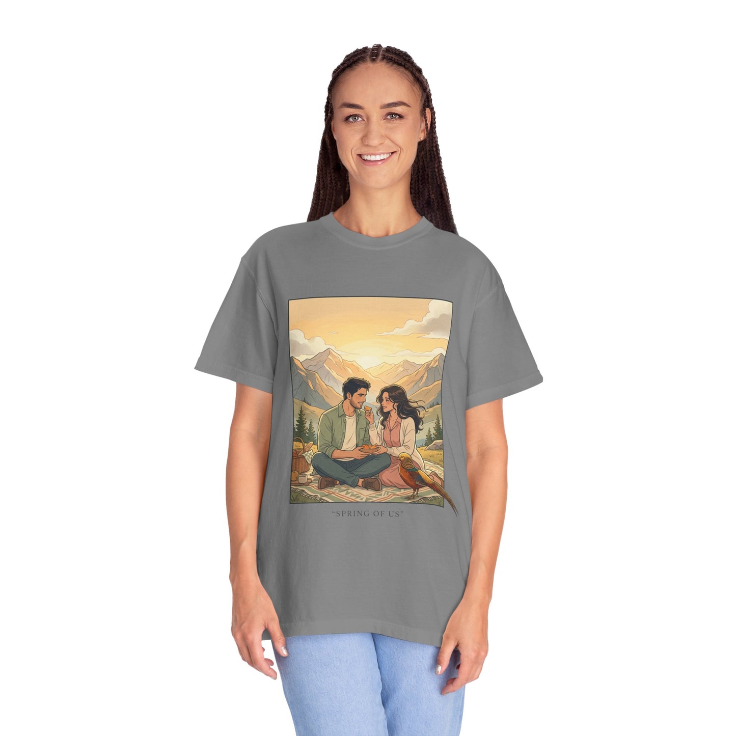 Couples Mountain Picnic T-Shirt — 'Opening Up' Scenic Graphic Tee