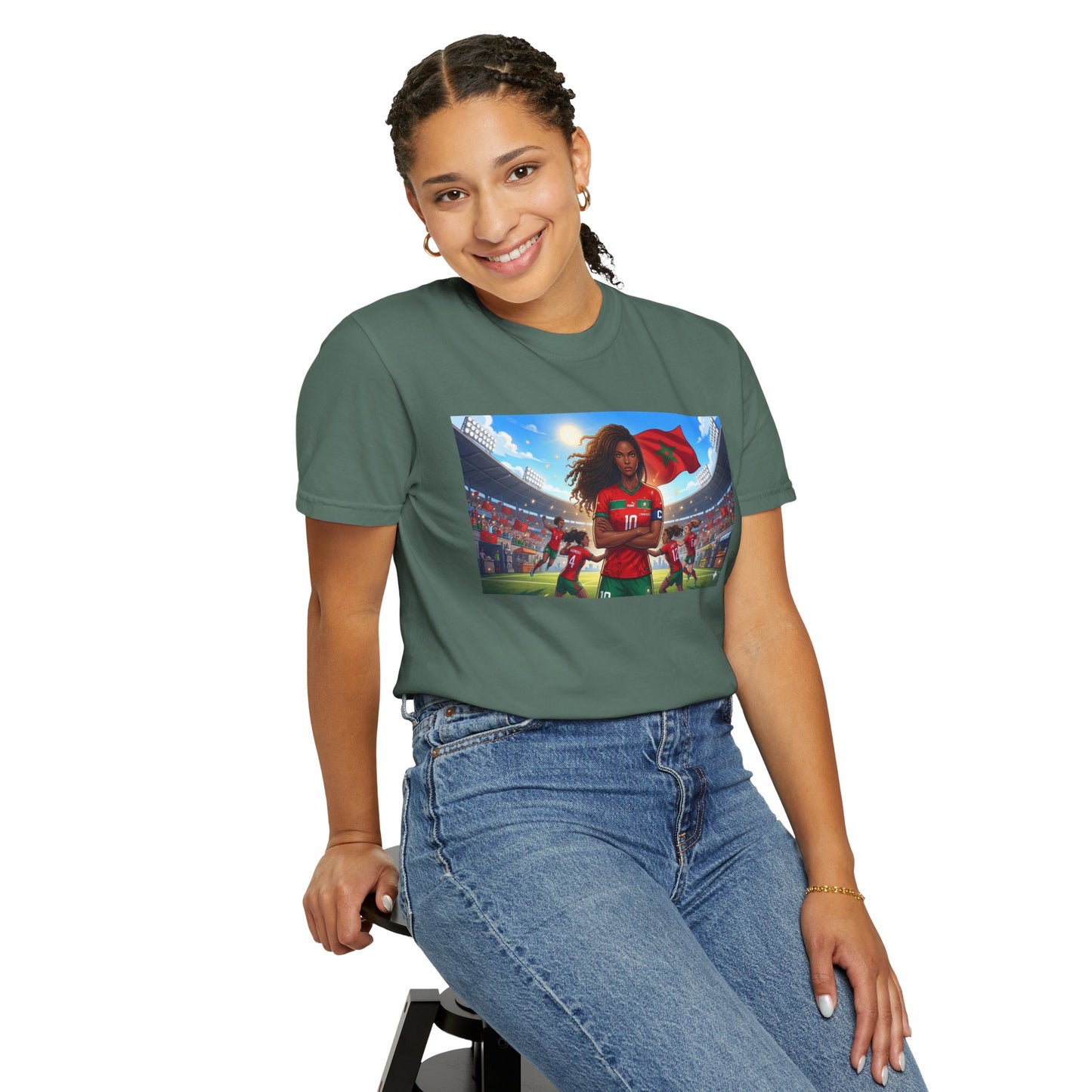 Morocco Soccer Champion Graphic T-Shirt — Inspiring Women’s Football Stadium Design