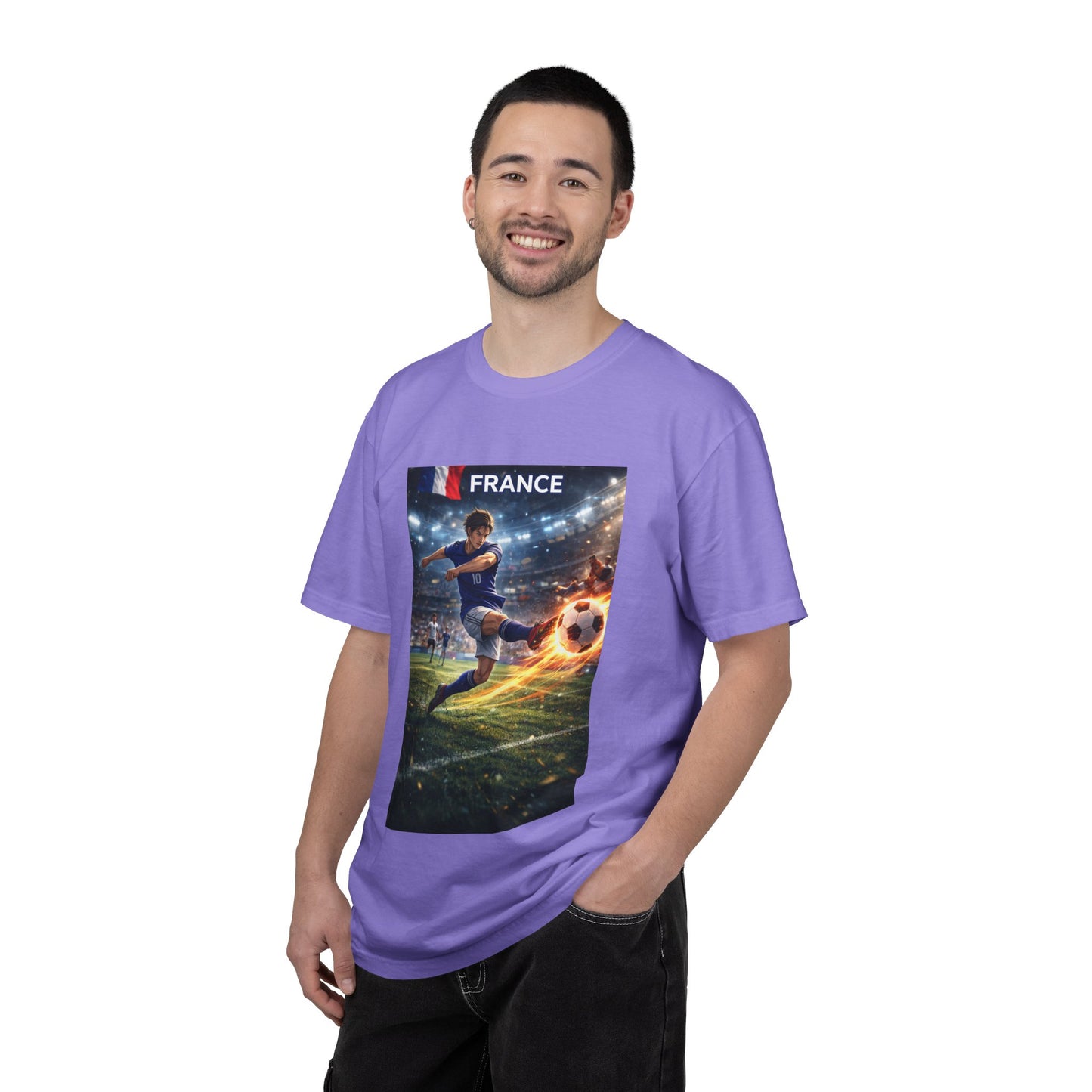 France Soccer Player Graphic T-Shirt — Football Kick Stadium Design
