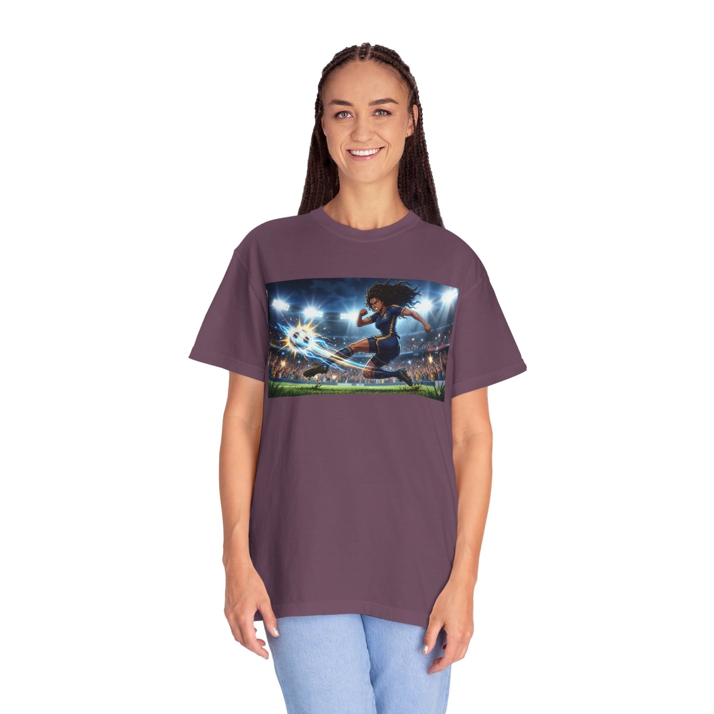 Soccer Kick Graphic T-Shirt — Energetic Stadium Football Design