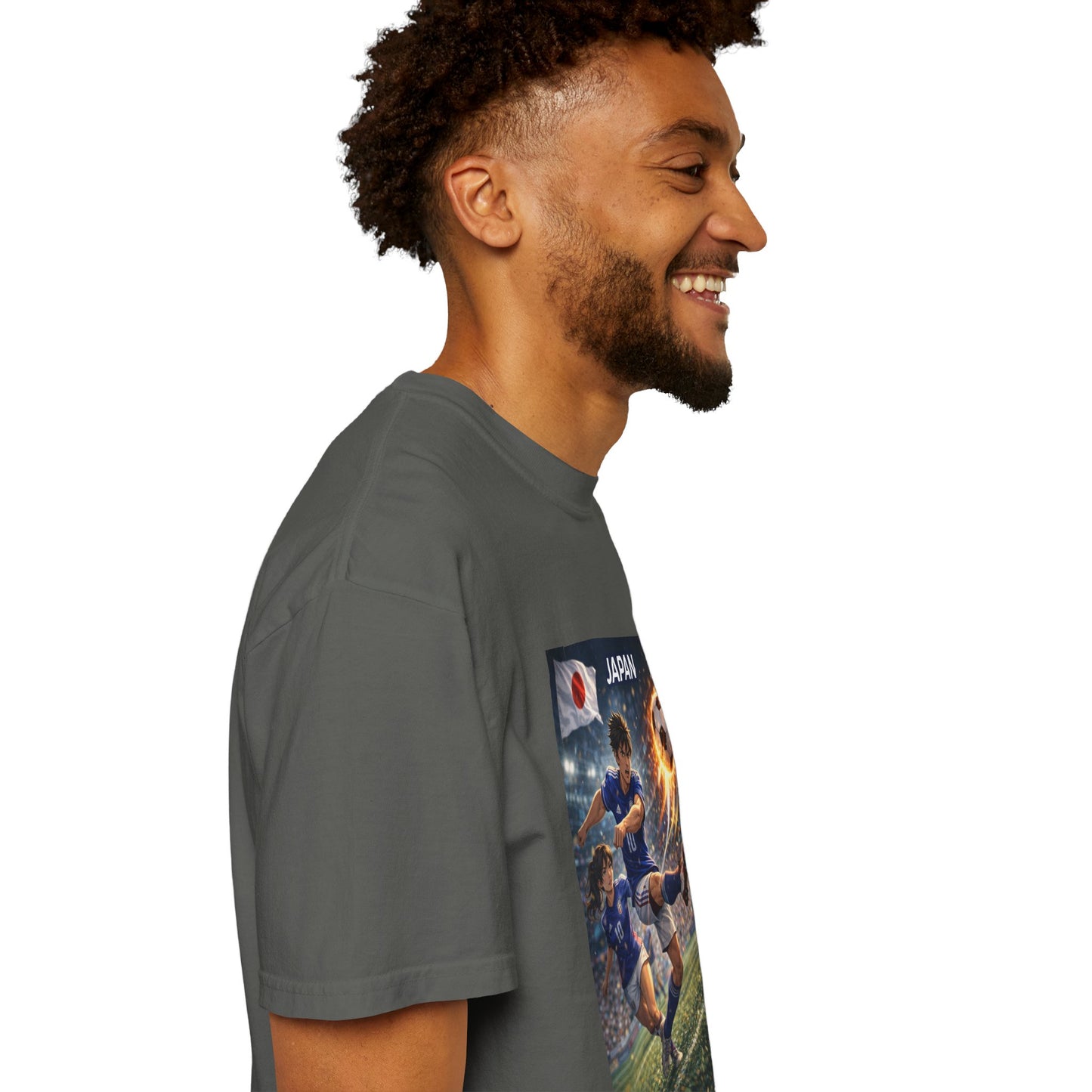 Japan Soccer Team Graphic T‑Shirt — Dynamic Football Players Design