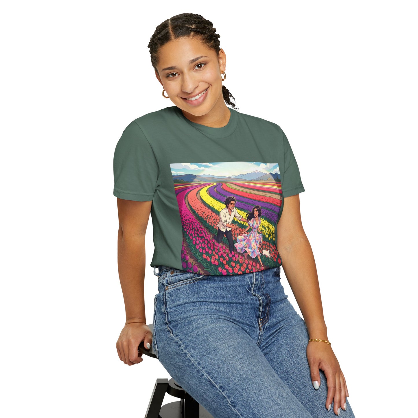 Spring of Us T-Shirt — Floral Field Vintage Couple Graphic Tee