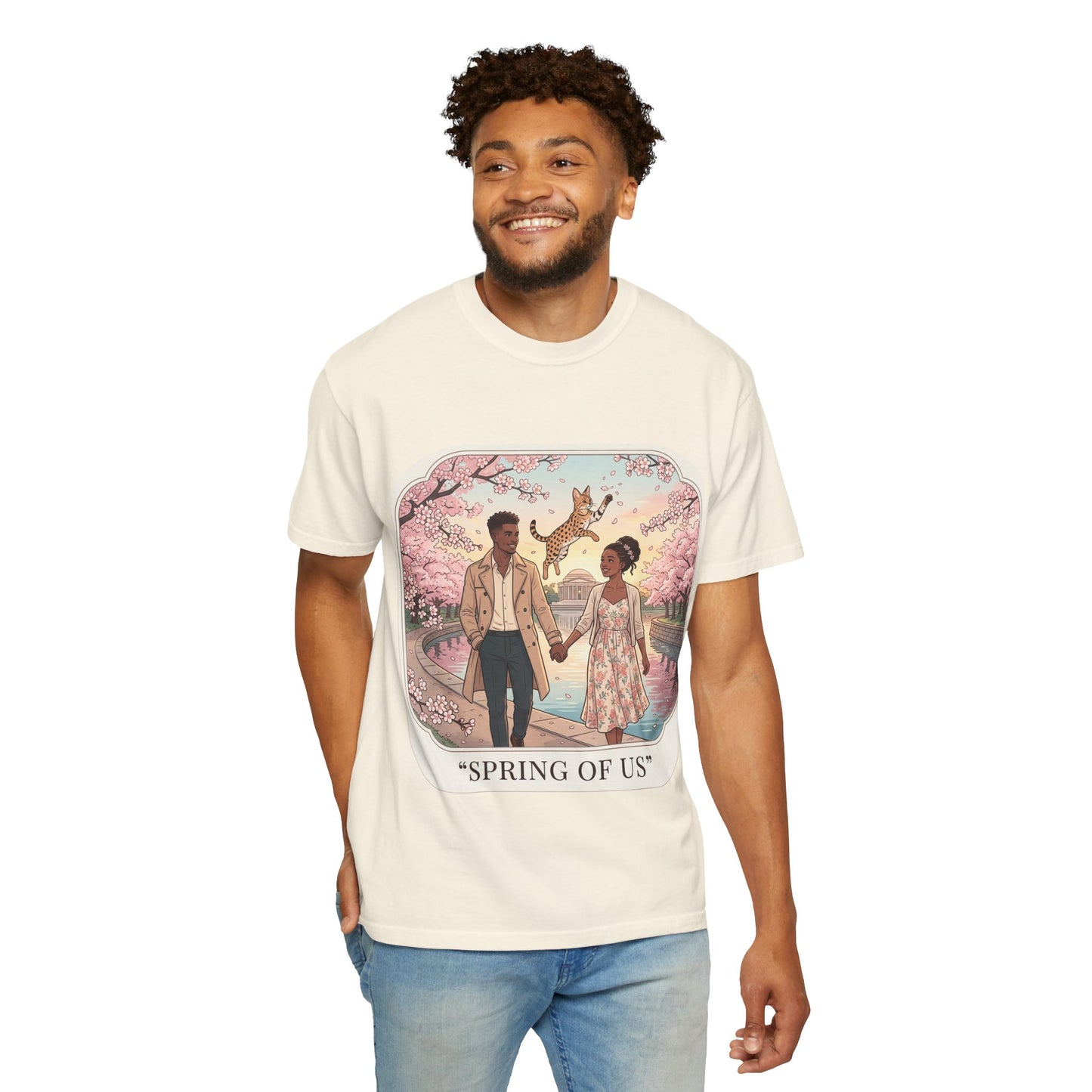 Spring of Us T-Shirt — Romantic Cherry Blossom Couple Graphic Tee